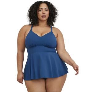 Torrid NWT Wire-Free Back Swim Tankini Dark Blue 360 Back Smoothing Size 0X-D/DD